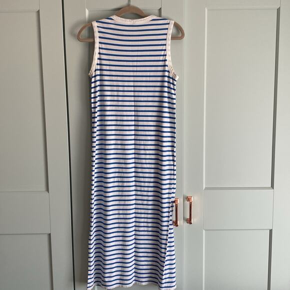 KULE The TANK Midi Dress WHITE and ROYAL BLUE 100% cotton sz Small - Picture 9 of 9
